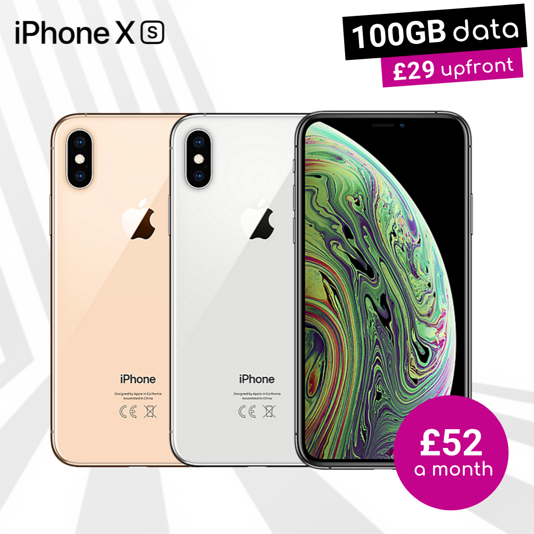 Gold, Silver and Space Grey iPhone XS + 100GB Data Deals