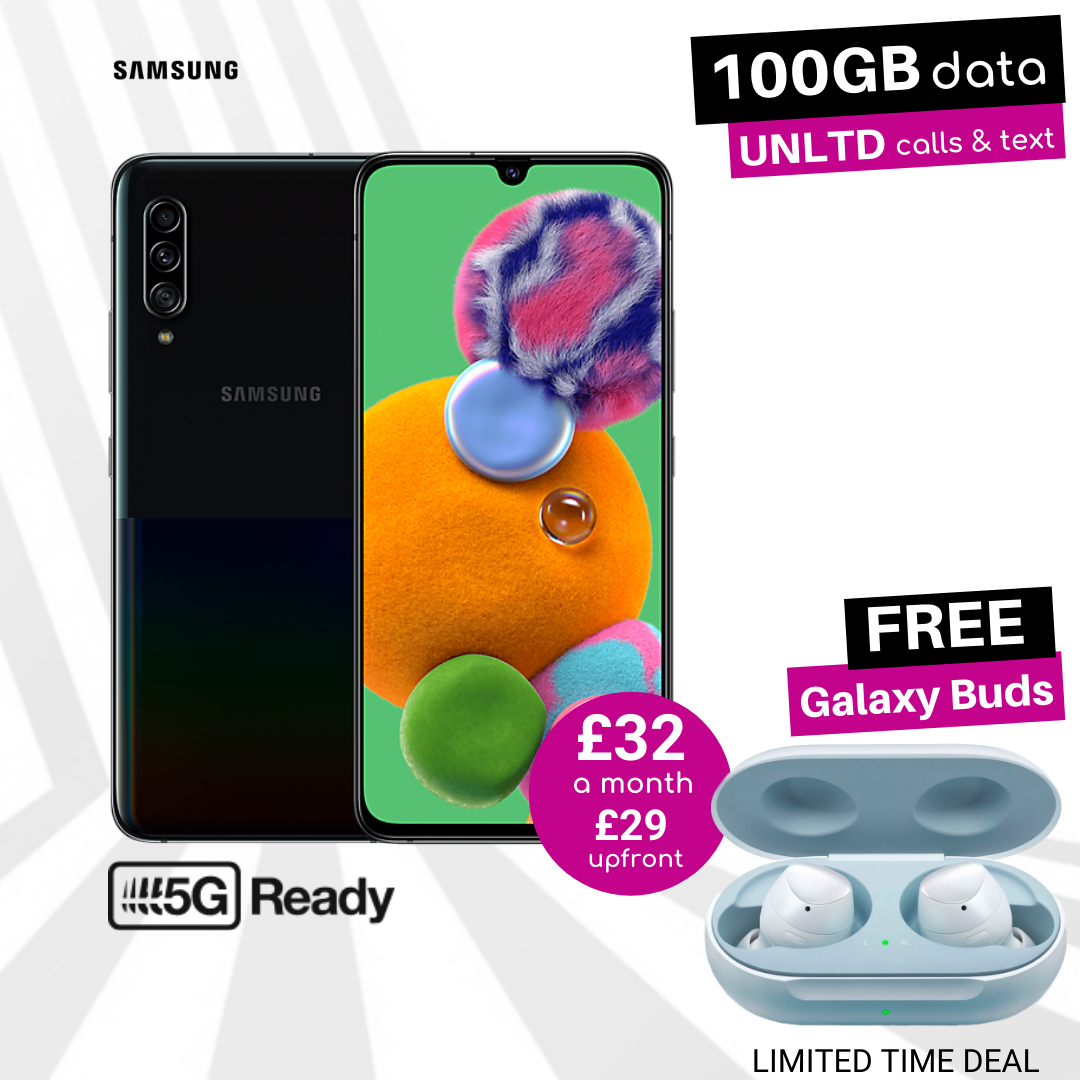 Samsung Galaxy A90 5G with 100GB data deals and Free Galaxy Buds