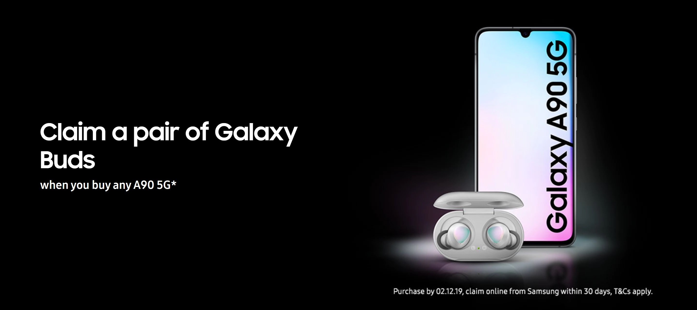 Samsung Galaxy A90 128GB 5G Black & White deals with free Galaxy Buds