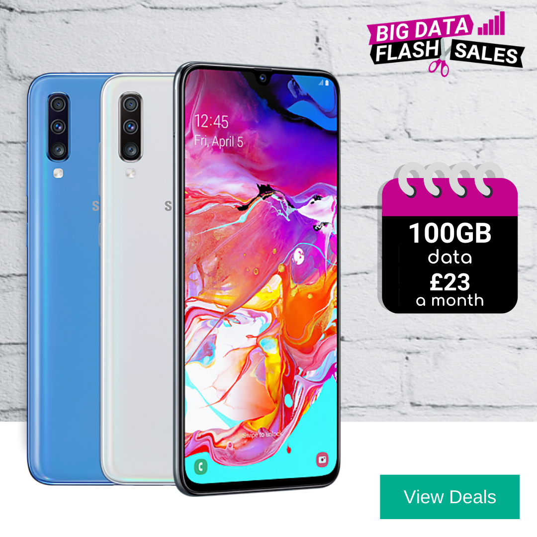 Best Deals for Samsung A70 with 100GB monthly data
