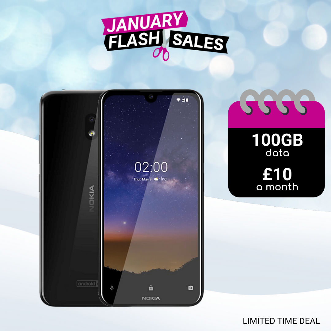 Nokia 2.2 with 100GB data, unlimited calls & text for just £10 a month