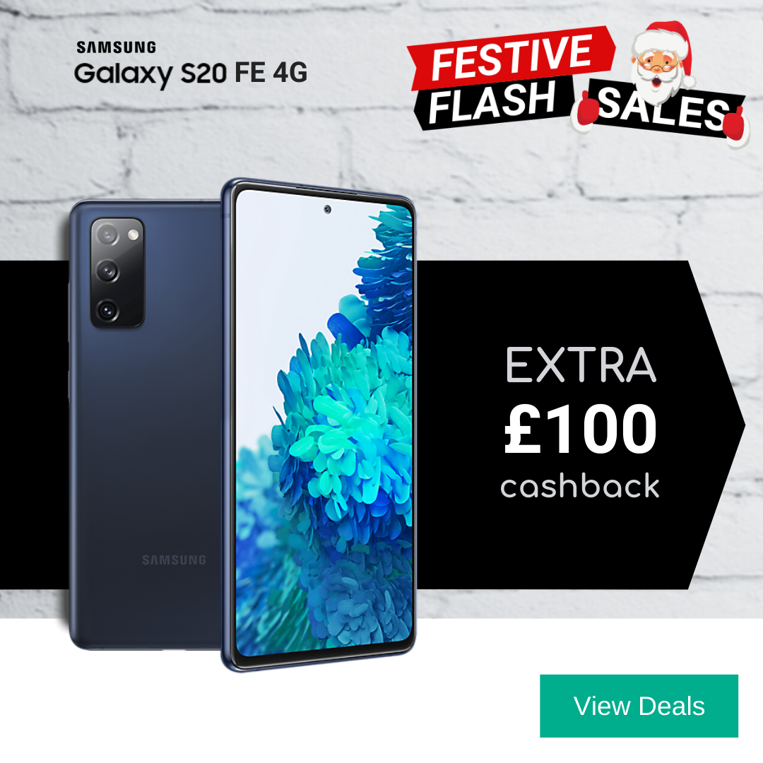 Extra £100 cashback with Samsung S20 FE deals