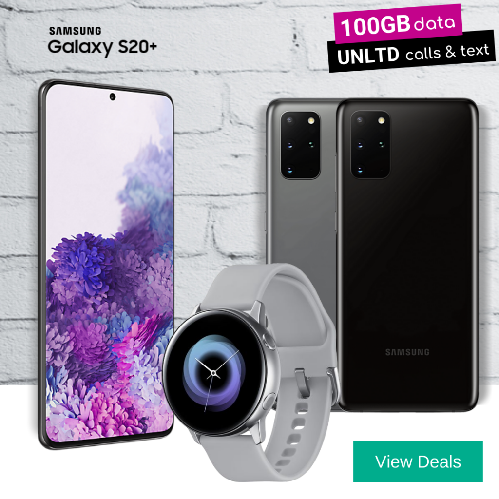 Free Galaxy Watch Active with Samsung S20+ (S20 Plus) contract deals