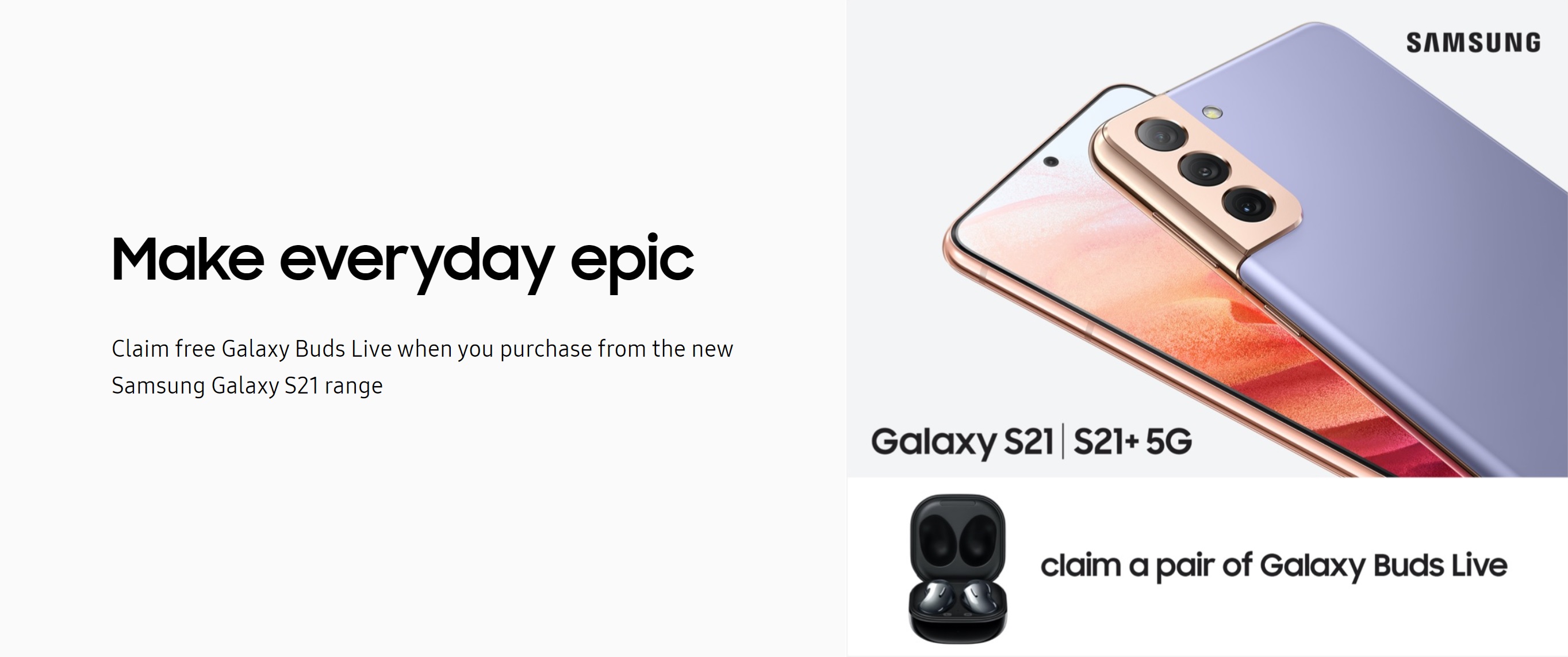 Free Galaxy Buds Live with Samsung S21, S21 Plus and S21 Ultra deals
