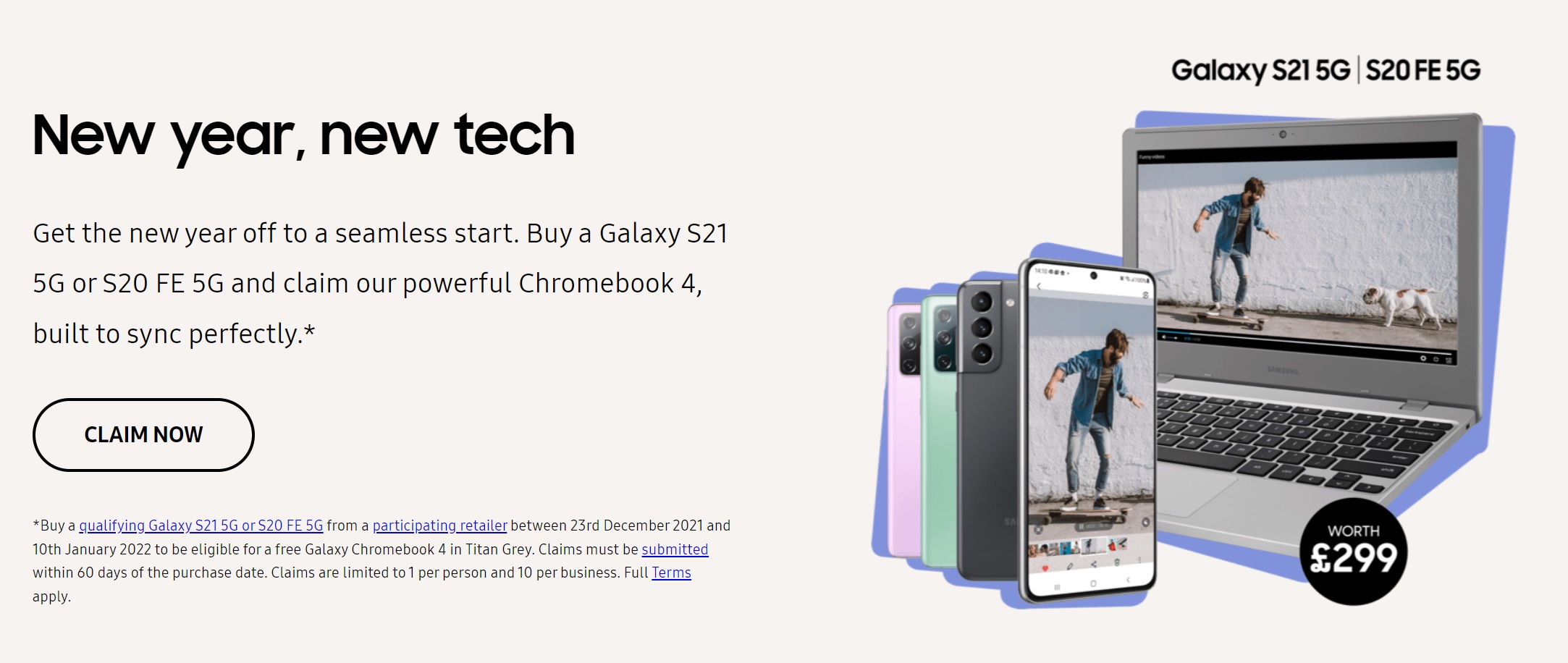 Free Samsung Chromebook 4 with Samsung Galaxy S21 5G and S20 FE 5G Deals