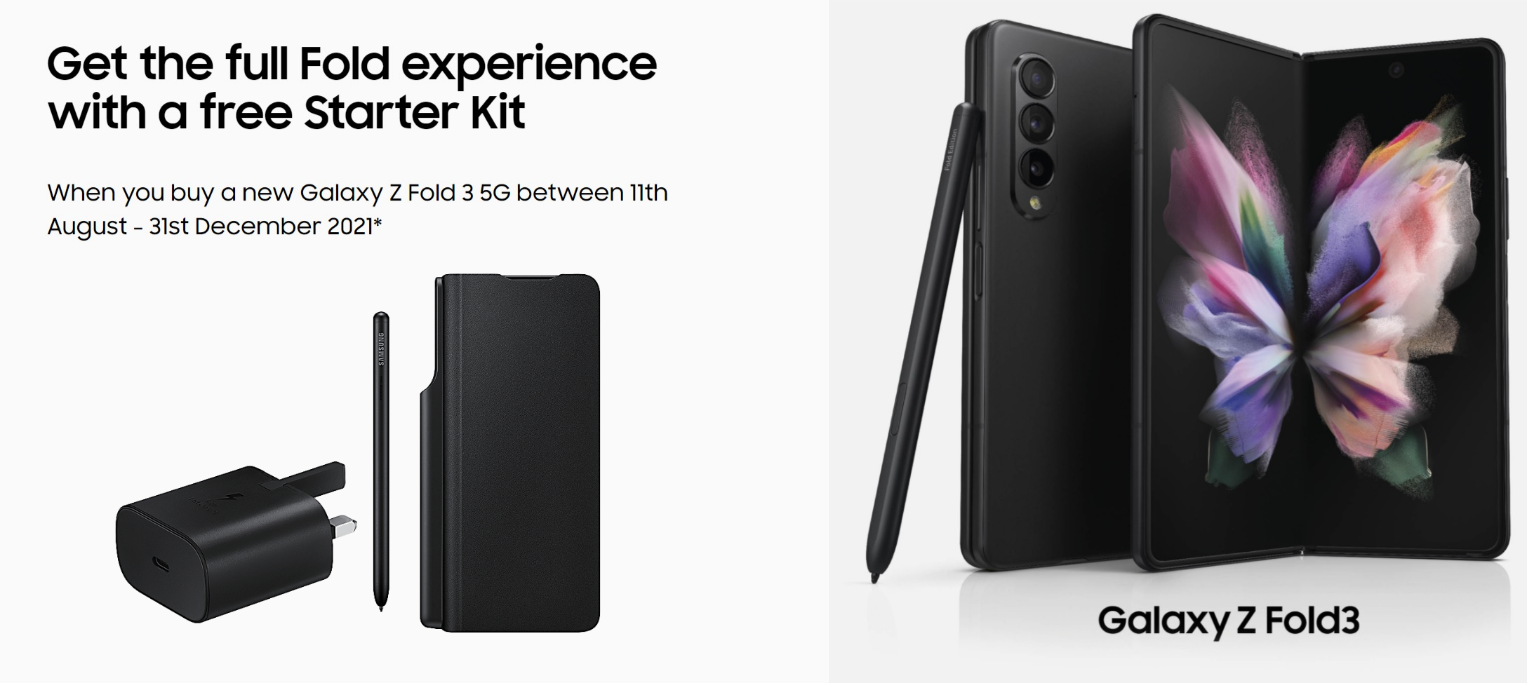 Samsung Z Fold 3 deals with Free Starter Kit including Original Flip Case, S-Pen and 25W Superfast Charger