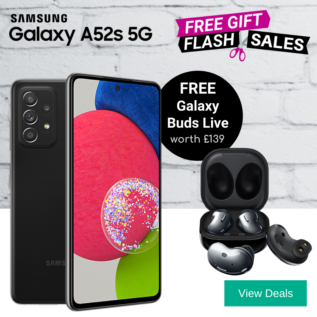 Samsung A52s 5G pay monthly deals with Free Galaxy Buds Live