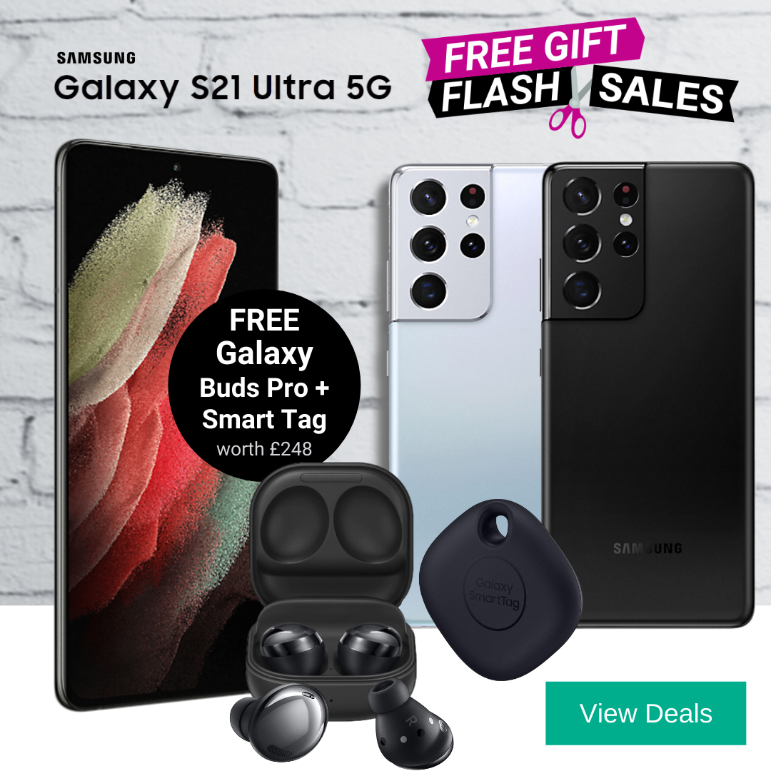Samsung Galaxy S21 Ultra contracts with Free Galaxy Buds Pro and Galaxy Smart Tag worth £248