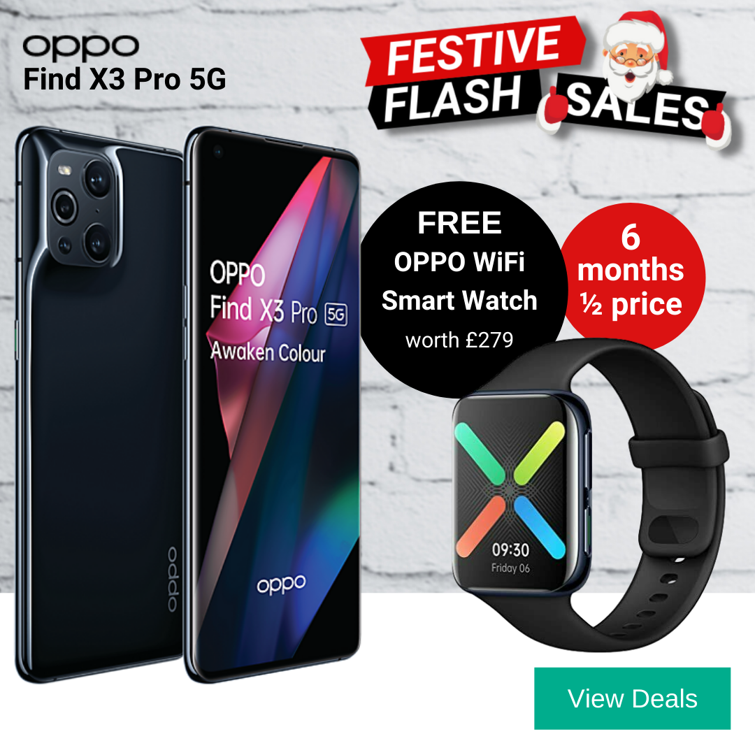 Free Smart Watch and 6 months half price with Oppo Find X3 Pro deals