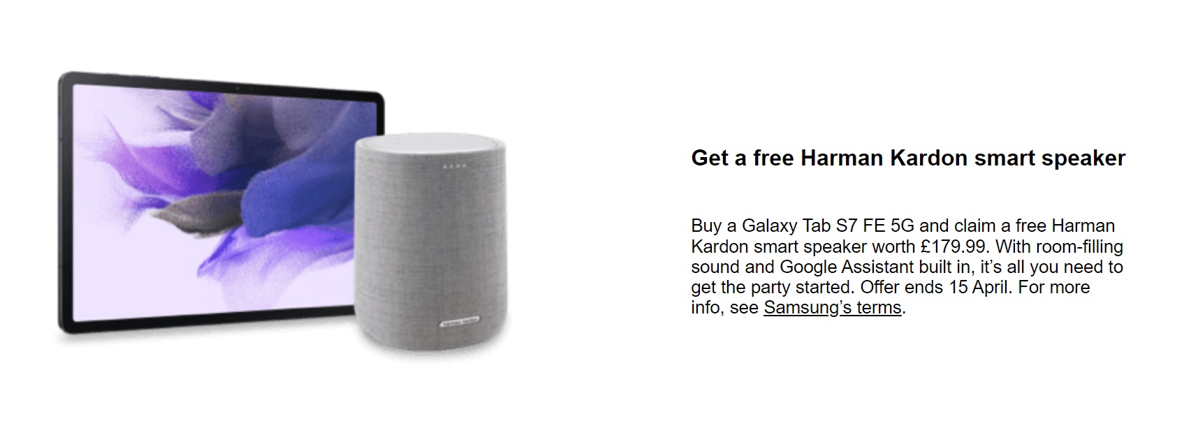 Free Citation One Speaker by Harman Kardon with Samsung Galaxy Tab S7 FE deals
