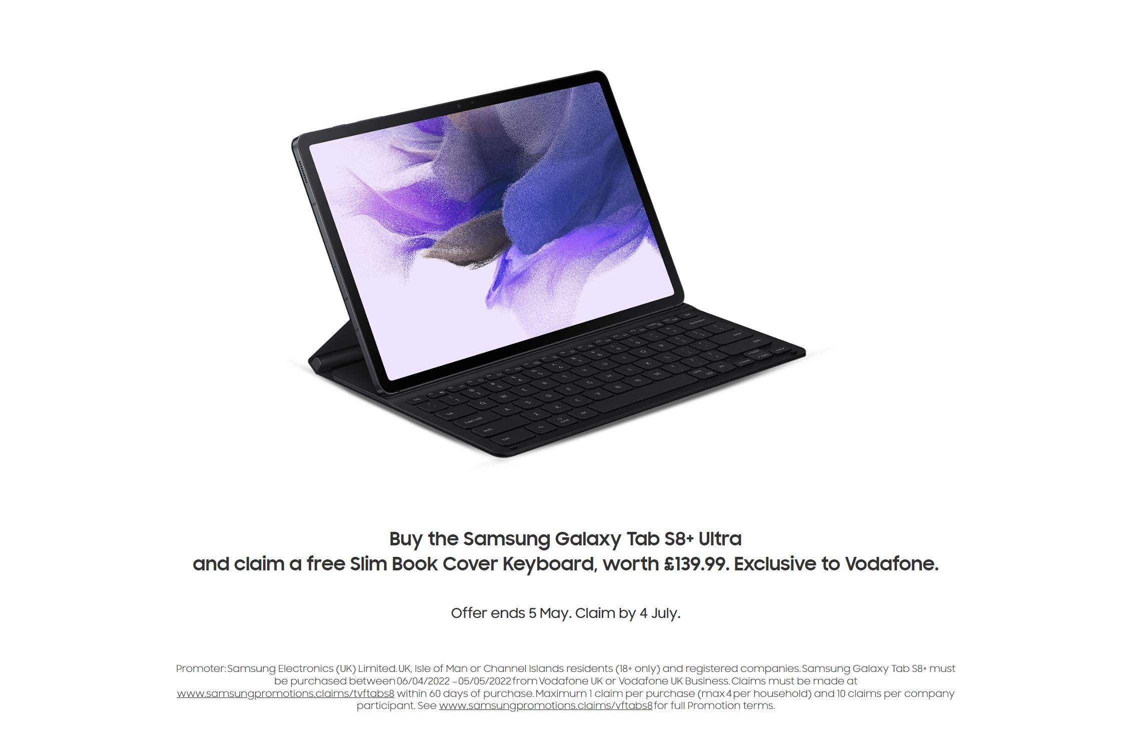 Free Slim Book Cover Keyboard with Samsung Galaxy Tab S8 Plus (S8+) deals