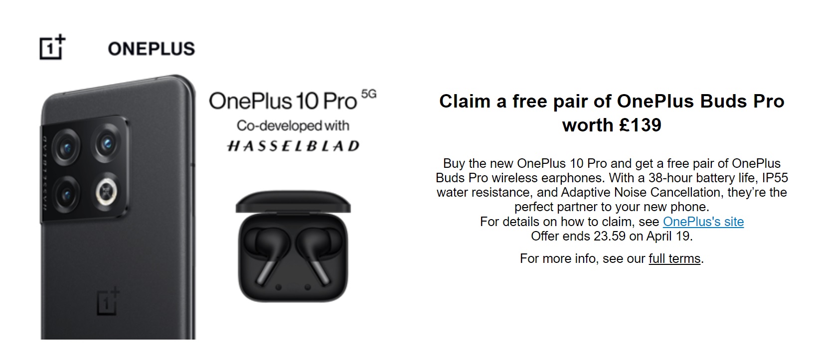 Free OnePlus Buds Pro with OnePlus 10 Pro Deals