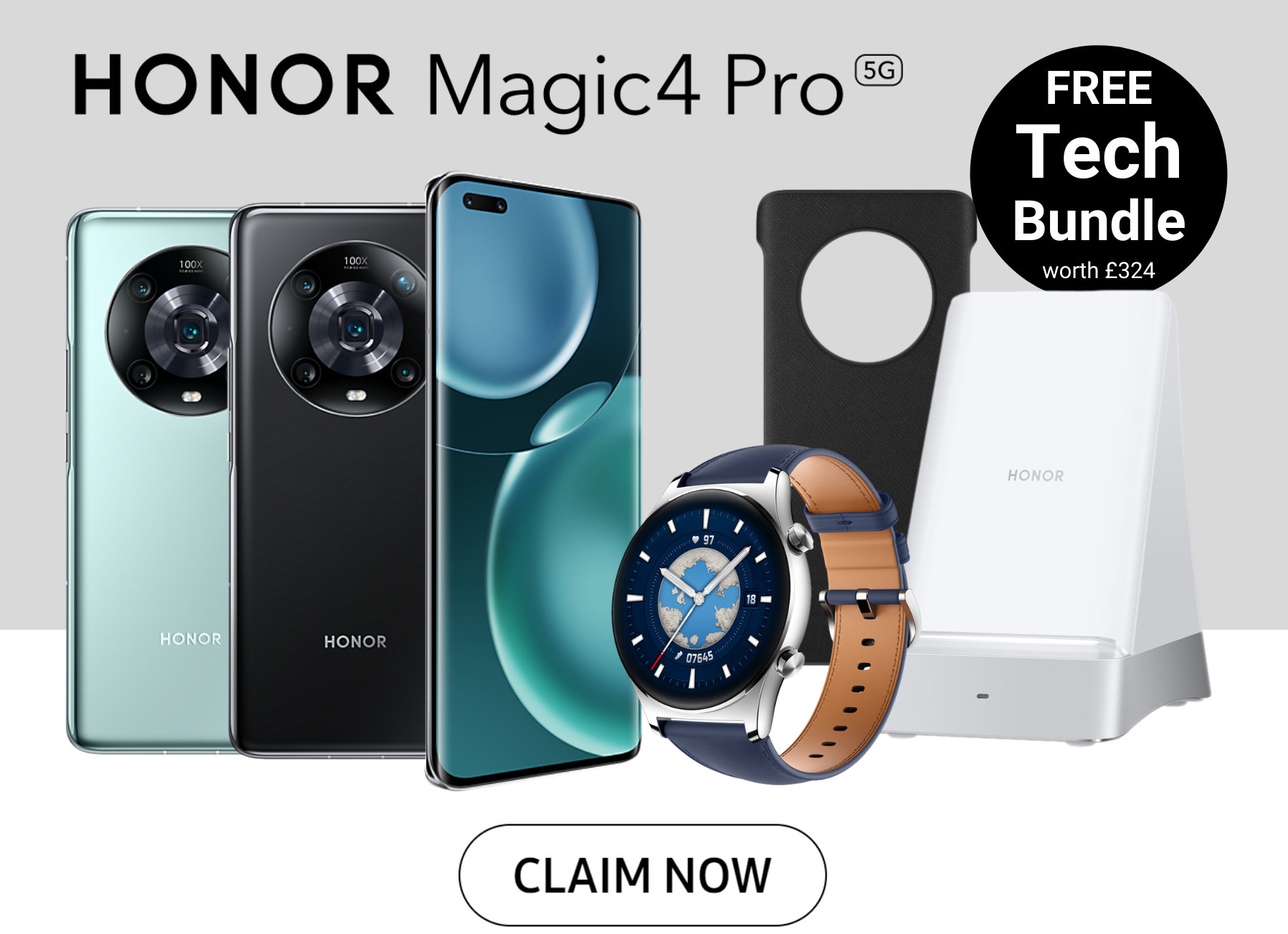 Free Honor GS 3 Watch, Wireless Charger and Case with Honor Magic4 Pro deals