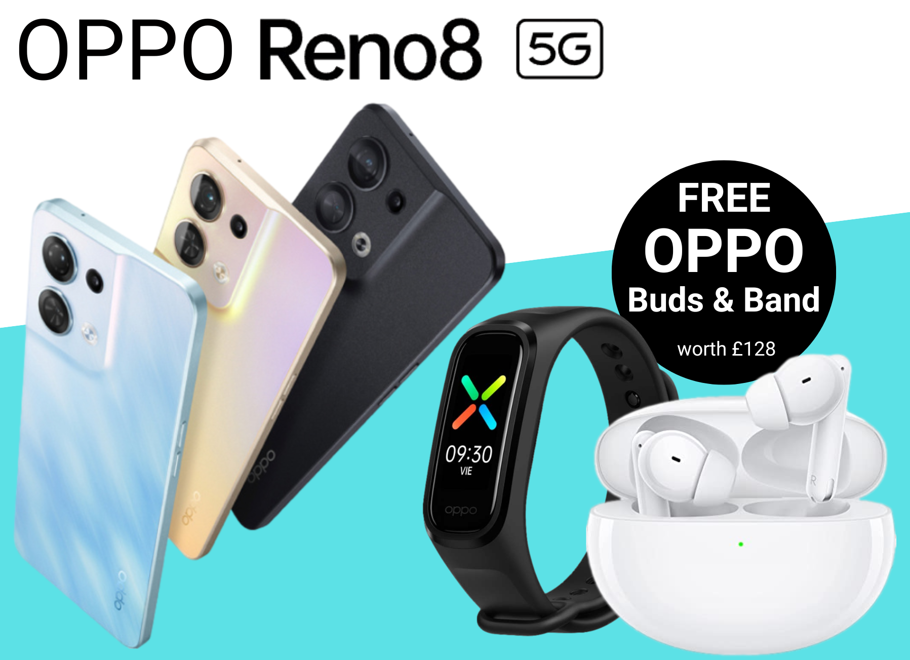 Free Oppo Enco Ear Buds and Oppo Band with Oppo Reno8 Deals
