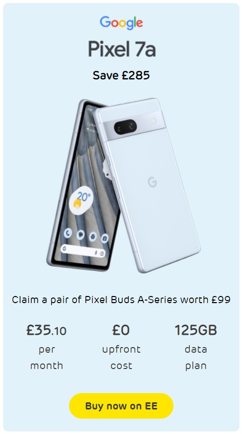 EE Google Pixel 7a Deals