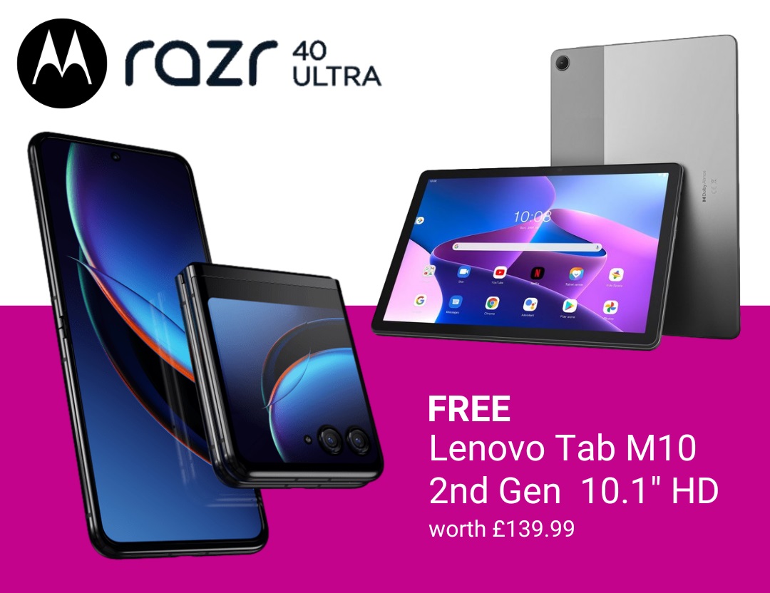 Motorola RAZR 40 Ultra Deals with Free Lenovo Tab M10 2nd Gen 10.1" HD Tablet