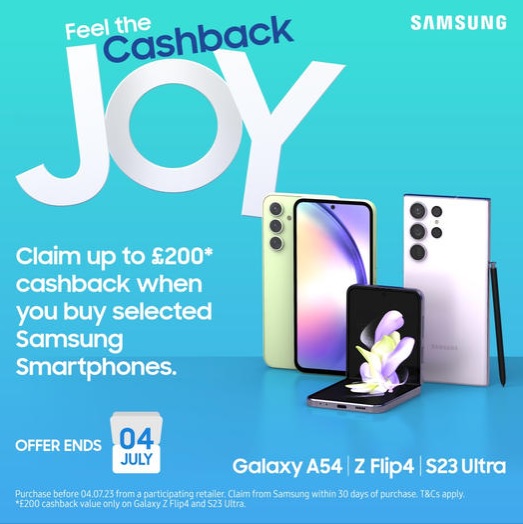 £200 Cashback Samsung Promotion with Galaxy S23 Ultra SIM Free Deals