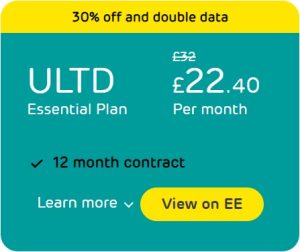 Unlimited Data EE SIM Card Plan 12 Months at £22.40