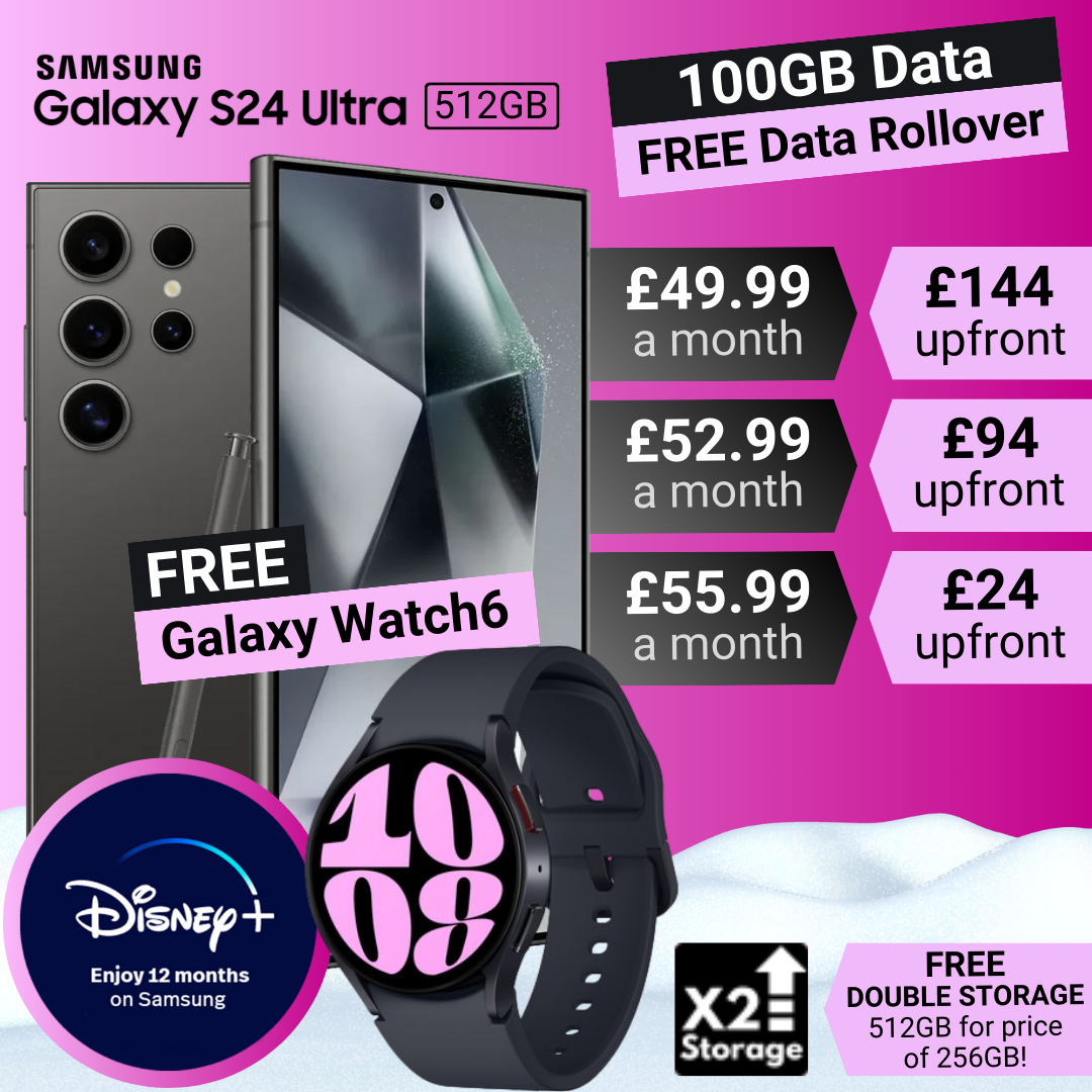 Samsung Galaxy S24 Ultra Deals with Free Galaxy Watch6, 12 Months Free Disney+ and Double Storage