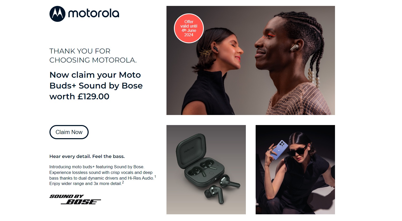 Claim Free Moto Buds+ wth Motorola Edge 50 Pro Deals
